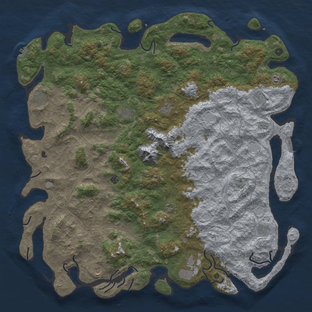 Rust Map: Procedural Map, Size: 6000, Seed: 1190137751, 20 Monuments