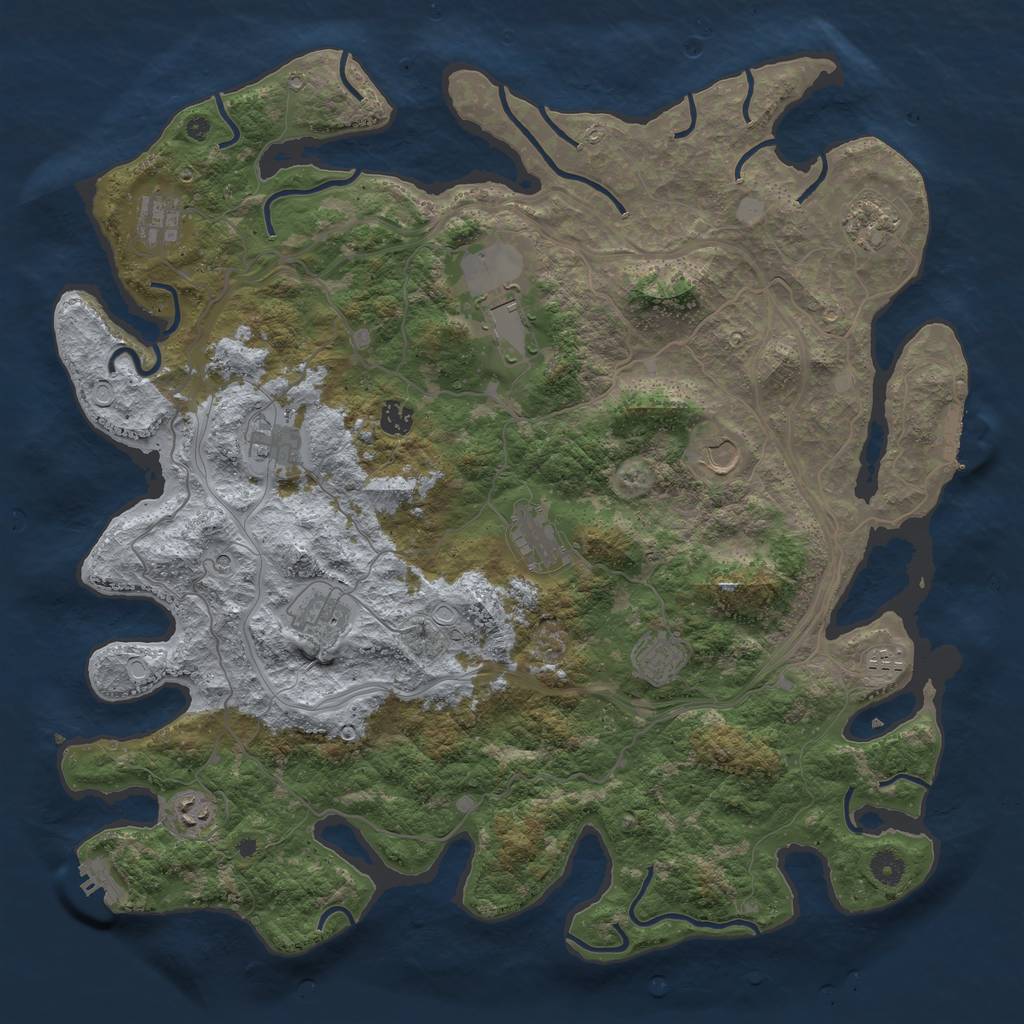 Rust Map: Procedural Map, Size: 4500, Seed: 622958886, 19 Monuments