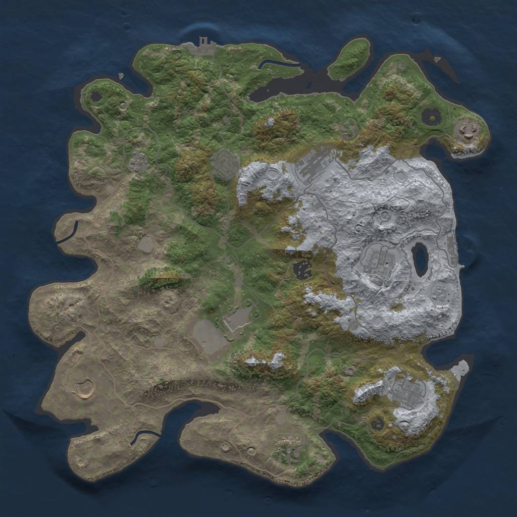 Rust Map: Procedural Map, Size: 4000, Seed: 1247154000, 19 Monuments