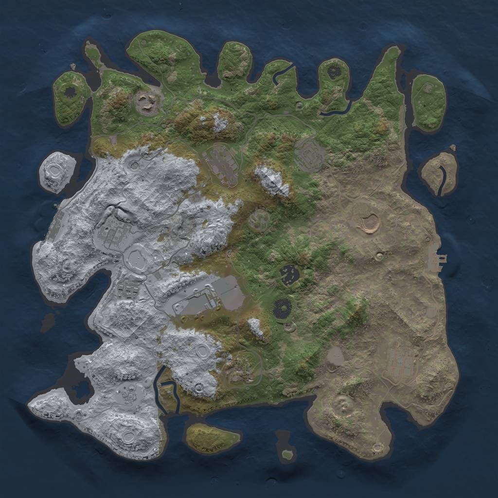 Rust Map: Procedural Map, Size: 3750, Seed: 57642189, 19 Monuments