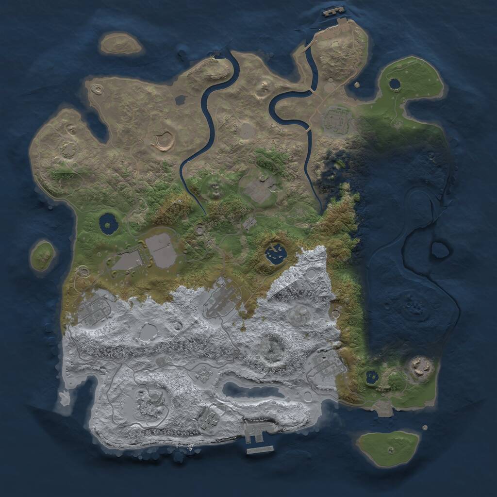 Rust Map: Procedural Map, Size: 3750, Seed: 1914630660, 17 Monuments