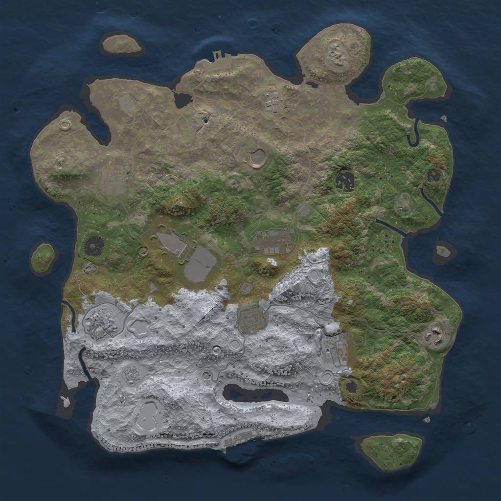 Rust Map: Procedural Map, Size: 3750, Seed: 1914630660, 19 Monuments