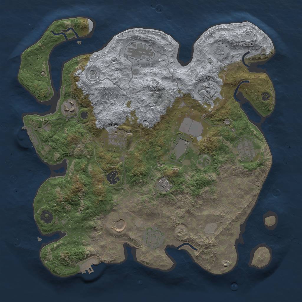 Rust Map: Procedural Map, Size: 3500, Seed: 327306559, 19 Monuments