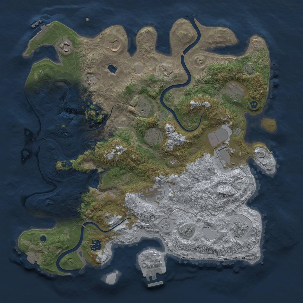 Rust Map: Procedural Map, Size: 4000, Seed: 592102715, 16 Monuments