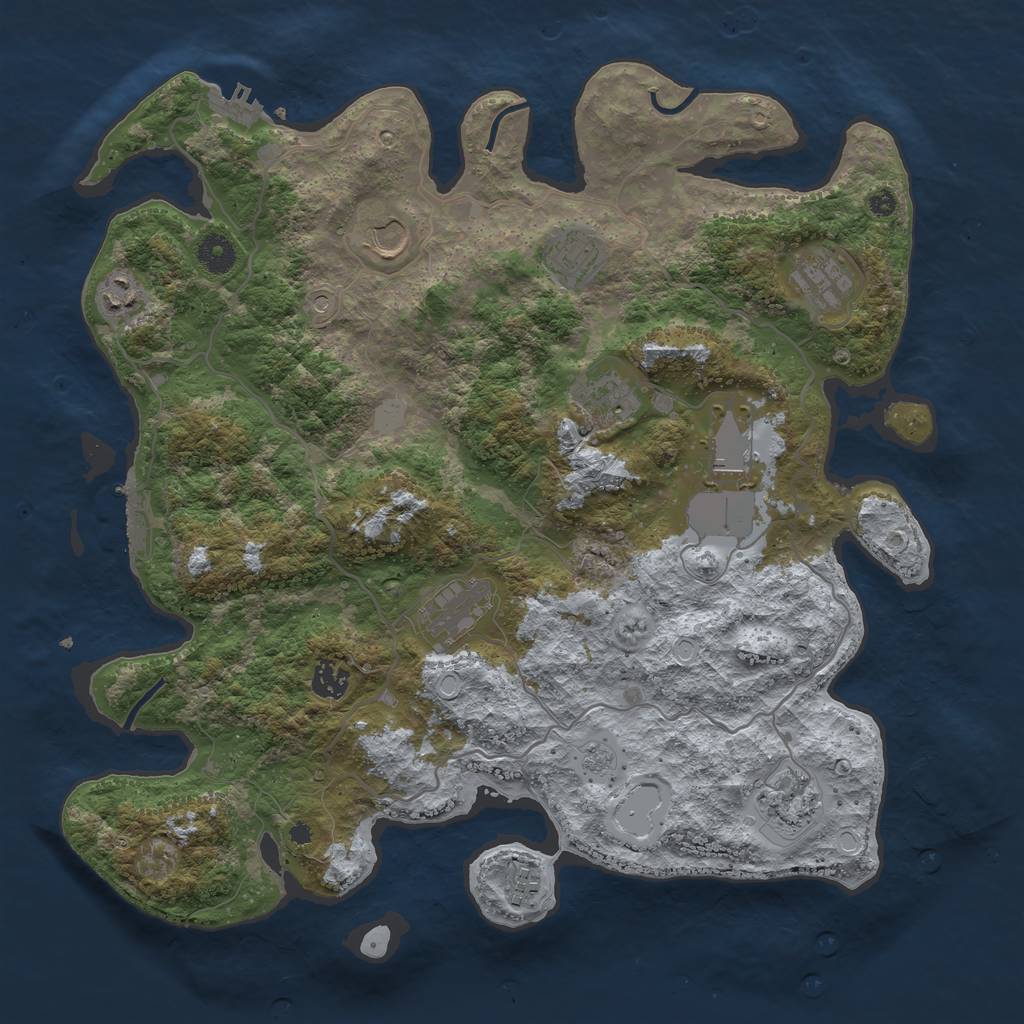 Rust Map: Procedural Map, Size: 4000, Seed: 592102715, 19 Monuments