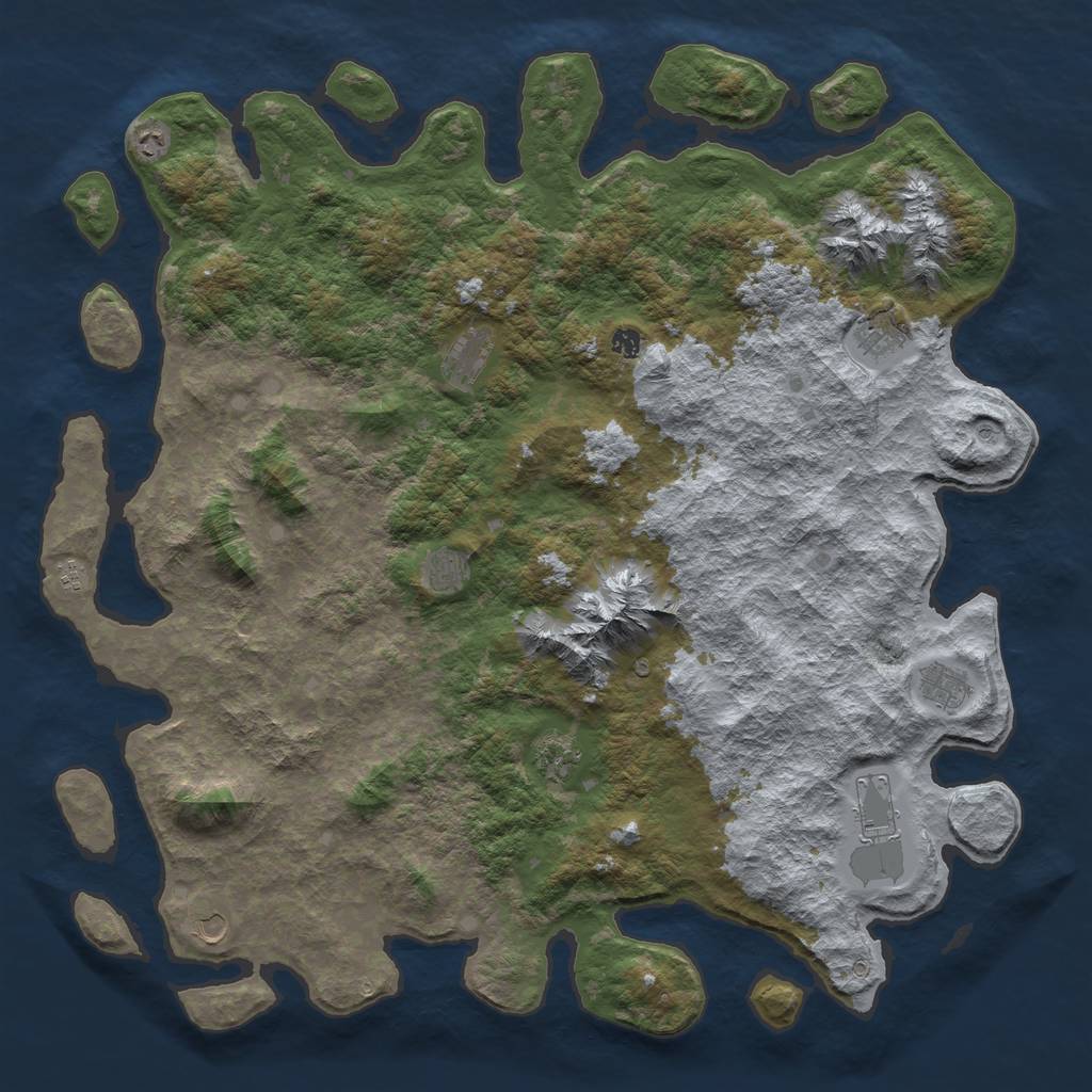 Rust Map: Barren, Size: 5500, Seed: 68599275, 13 Monuments