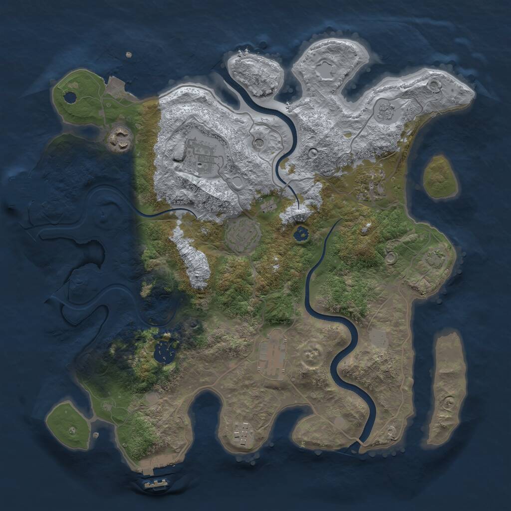 Rust Map: Procedural Map, Size: 3450, Seed: 1, 13 Monuments