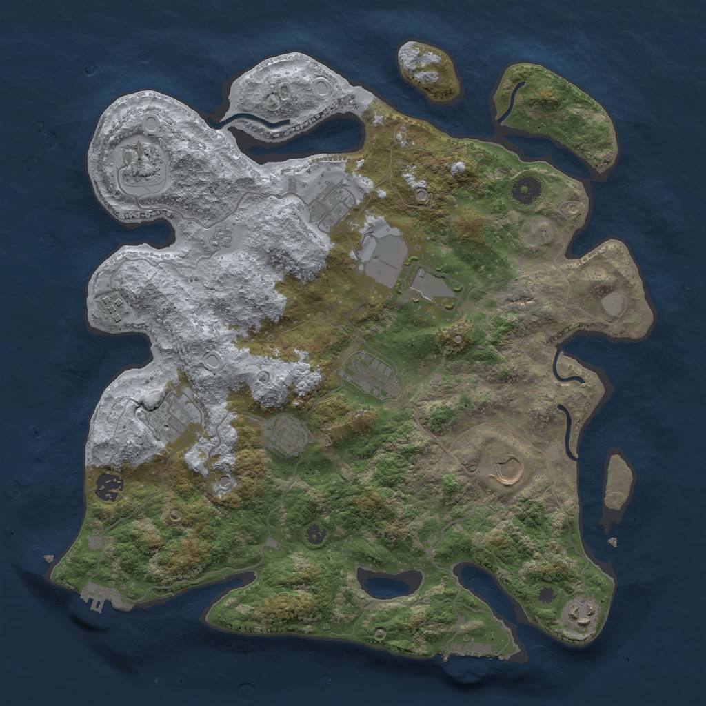 Rust Map: Procedural Map, Size: 3750, Seed: 421673, 19 Monuments