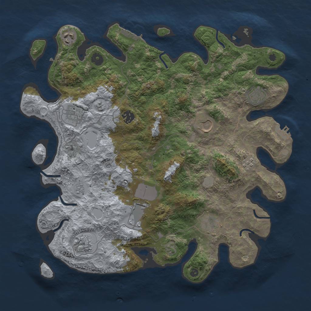 Rust Map: Procedural Map, Size: 3800, Seed: 4696969, 18 Monuments