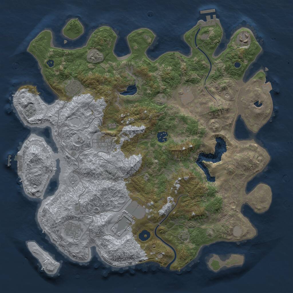 Rust Map: Procedural Map, Size: 4000, Seed: 1220463576, 14 Monuments