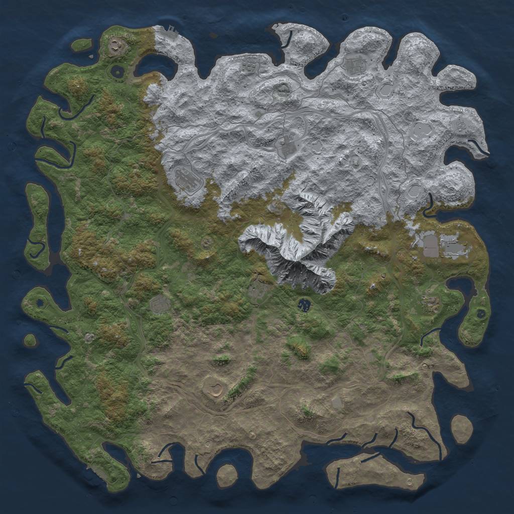 Rust Map: Procedural Map, Size: 6000, Seed: 65458, 20 Monuments