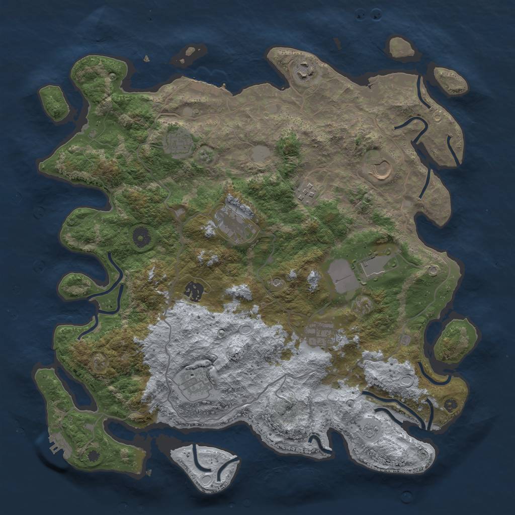 Rust Map: Procedural Map, Size: 4000, Seed: 2546, 18 Monuments