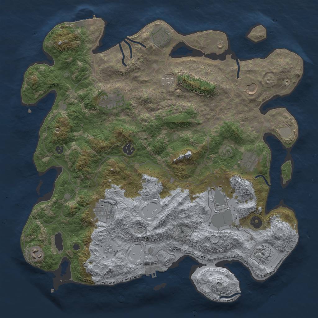 Rust Map: Procedural Map, Size: 4000, Seed: 1234567899, 19 Monuments