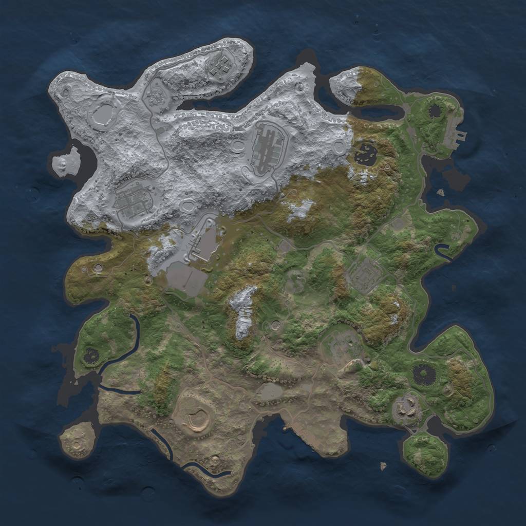Rust Map: Procedural Map, Size: 3500, Seed: 1682, 18 Monuments