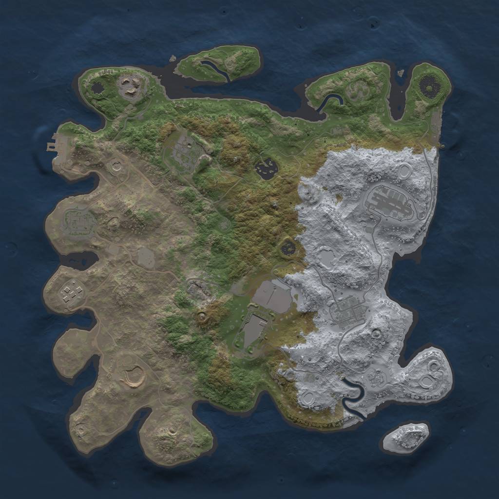 Rust Map: Procedural Map, Size: 3500, Seed: 1515797949, 18 Monuments