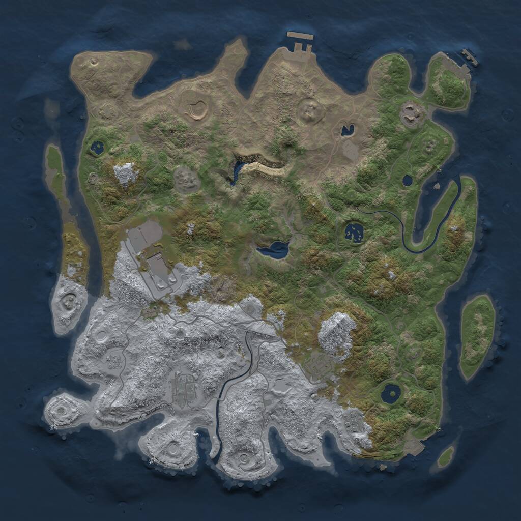 Rust Map: Procedural Map, Size: 4000, Seed: 801869, 13 Monuments