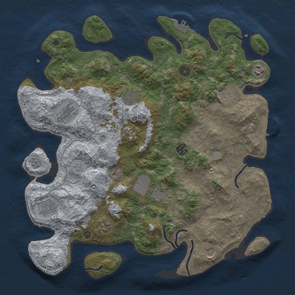 Rust Map: Procedural Map, Size: 4000, Seed: 551289, 19 Monuments