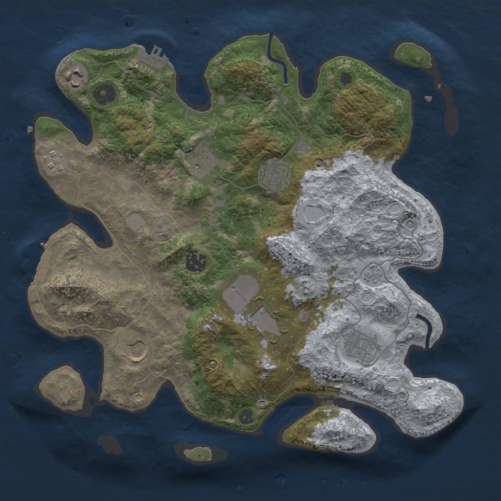 Rust Map: Procedural Map, Size: 3500, Seed: 5800, 17 Monuments