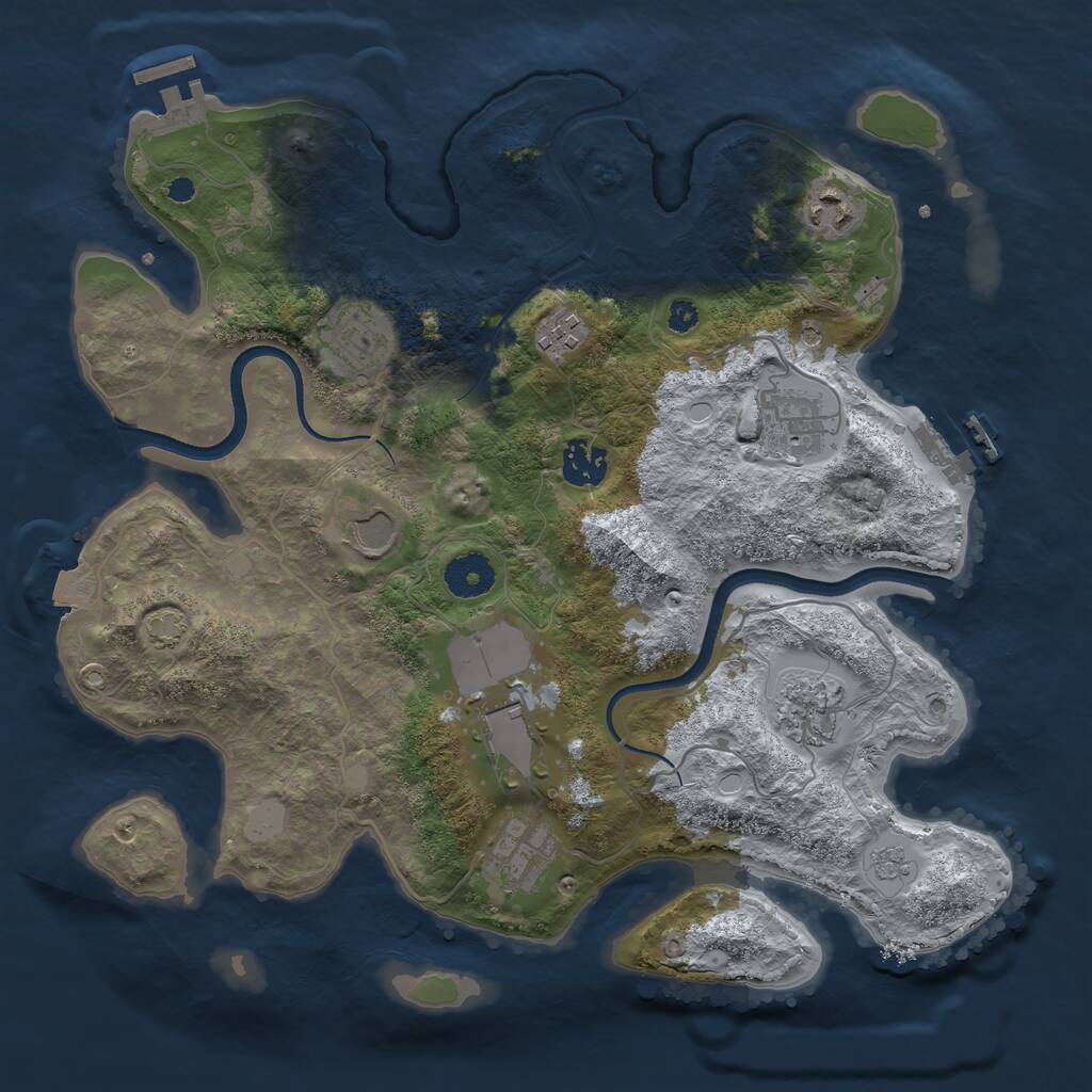 Rust Map: Procedural Map, Size: 3500, Seed: 5800, 15 Monuments