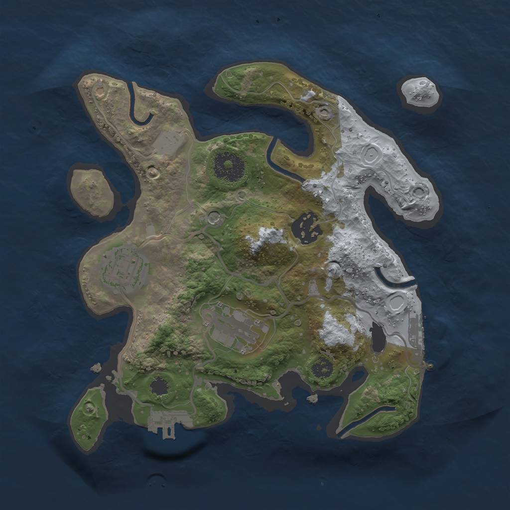 Rust Map: Procedural Map, Size: 2500, Seed: 676888, 11 Monuments