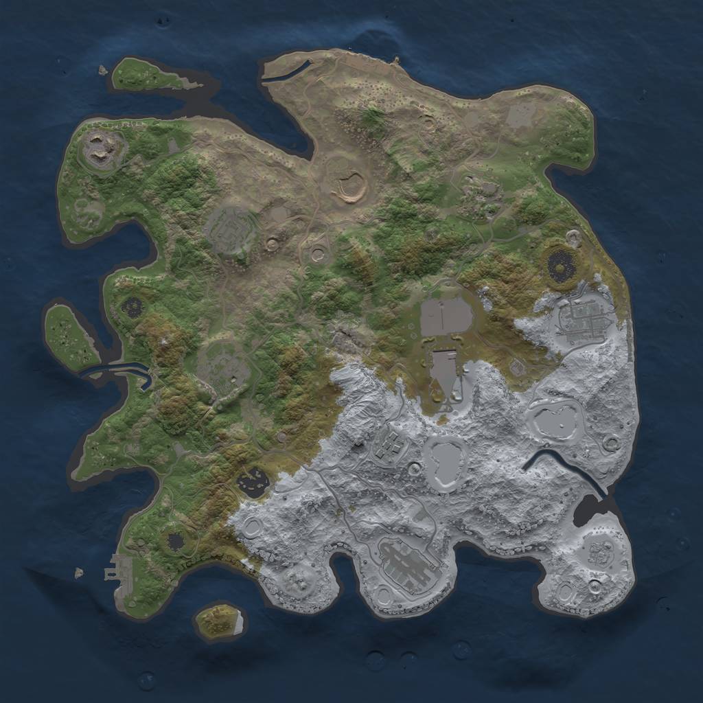 Rust Map: Procedural Map, Size: 3500, Seed: 412007451, 19 Monuments