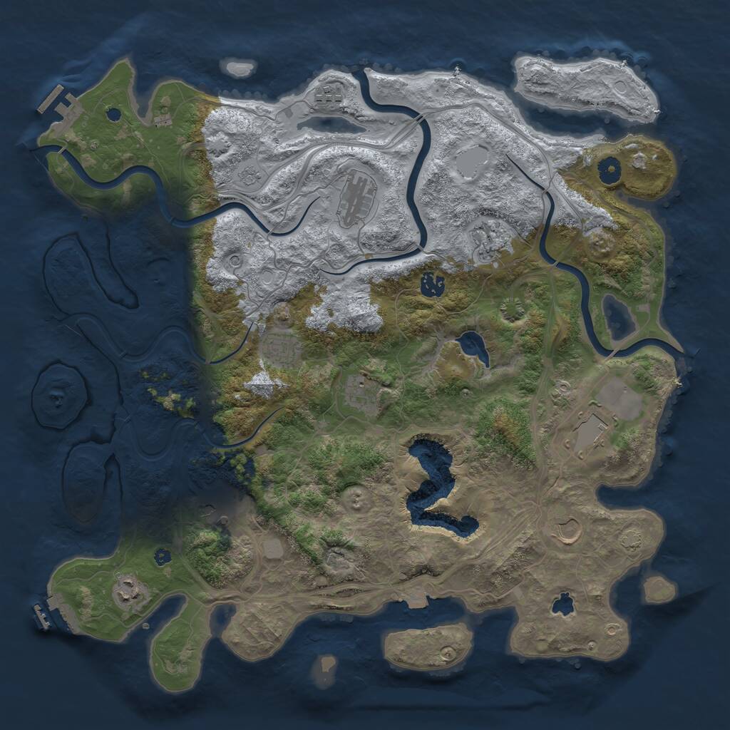 Rust Map: Procedural Map, Size: 4300, Seed: 274699, 16 Monuments