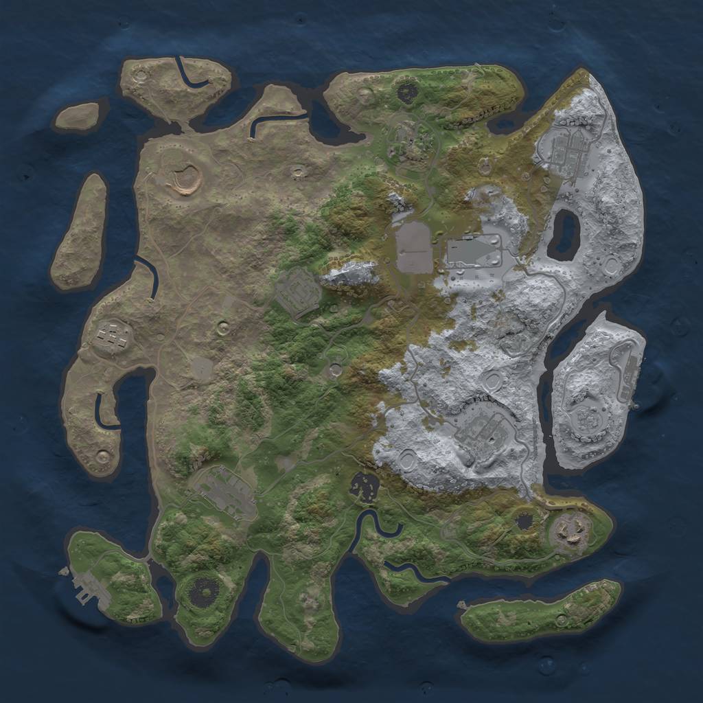 Rust Map: Procedural Map, Size: 3500, Seed: 1840082024, 19 Monuments