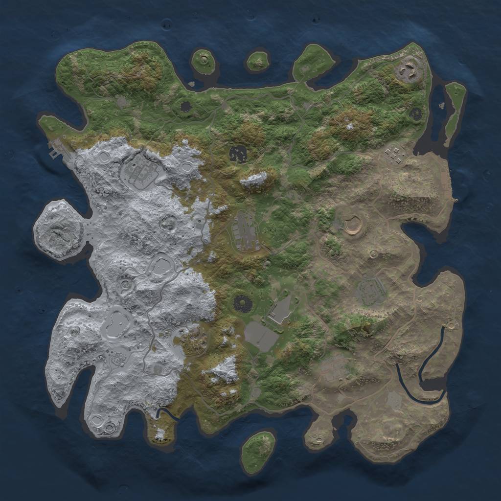 Rust Map: Procedural Map, Size: 4000, Seed: 943230, 19 Monuments
