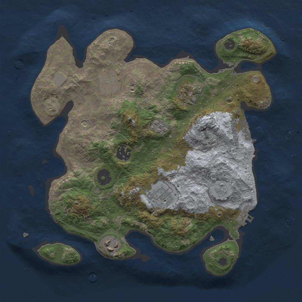 Rust Map: Procedural Map, Size: 3000, Seed: 2081575139, 15 Monuments