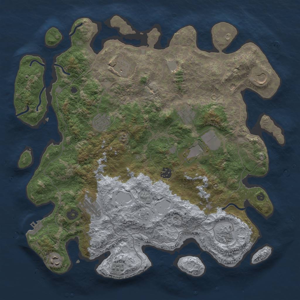Rust Map: Procedural Map, Size: 4000, Seed: 965167609, 18 Monuments