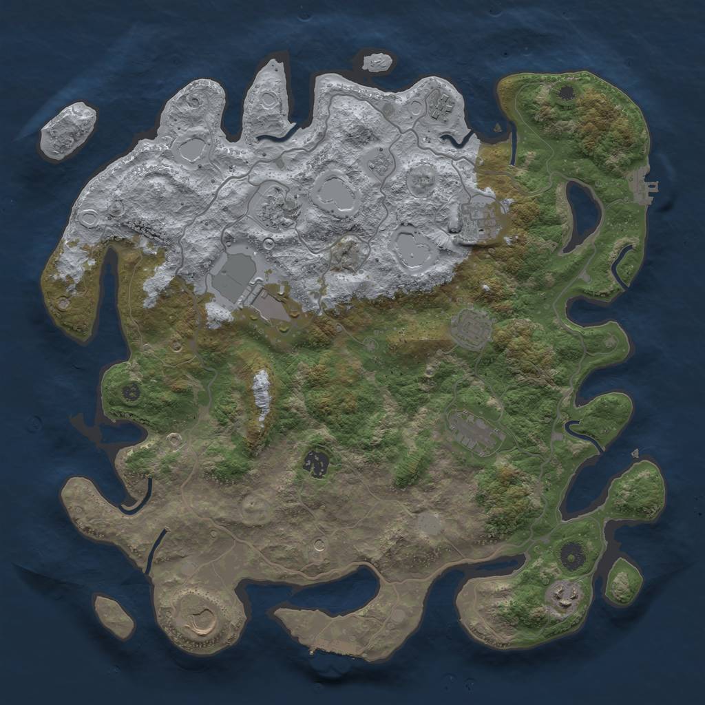 Rust Map: Procedural Map, Size: 4000, Seed: 440134687, 18 Monuments