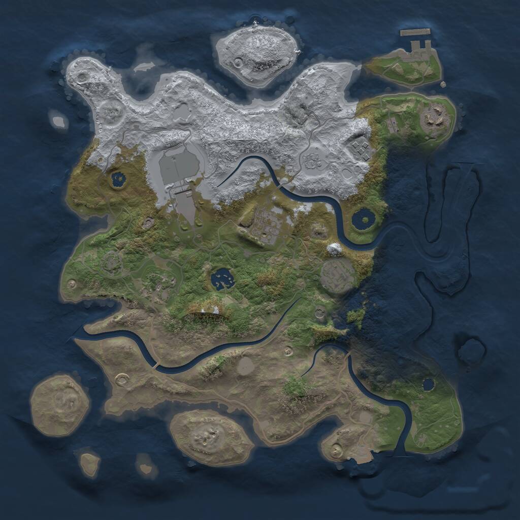 Rust Map: Procedural Map, Size: 3500, Seed: 1922719865, 12 Monuments