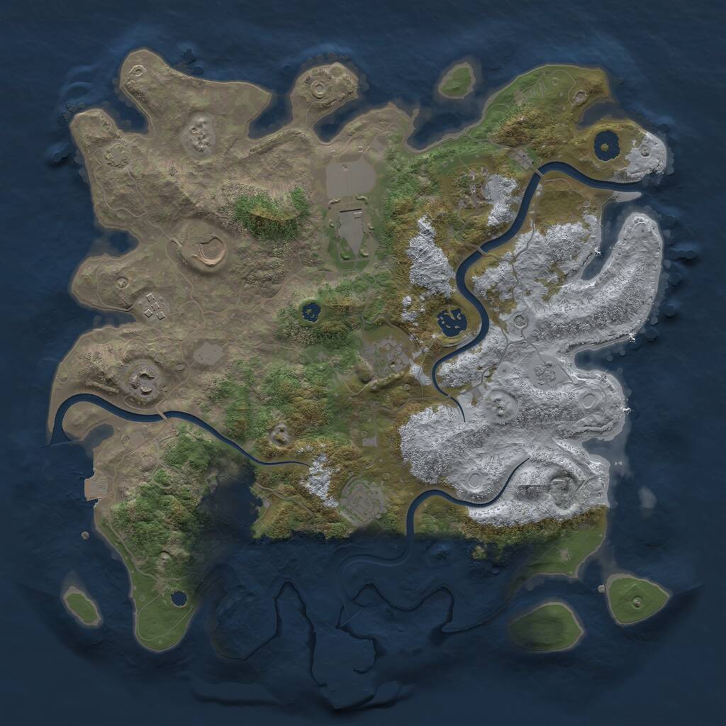 Rust Map: Procedural Map, Size: 3850, Seed: 10685972, 14 Monuments