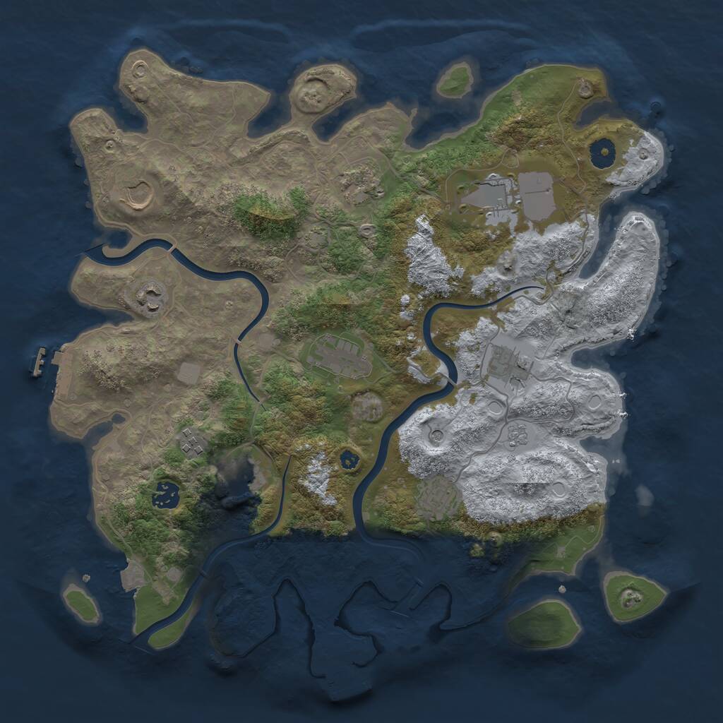 Rust Map: Procedural Map, Size: 3850, Seed: 10685972, 16 Monuments