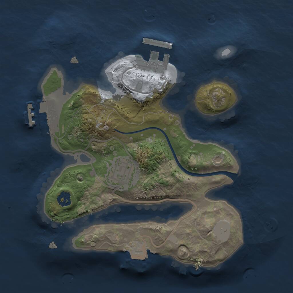 Rust Map: Procedural Map, Size: 2000, Seed: 85547, 4 Monuments