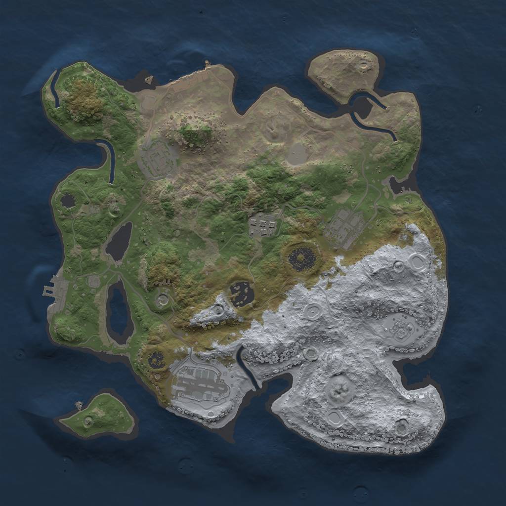 Rust Map: Procedural Map, Size: 3000, Seed: 5129, 14 Monuments