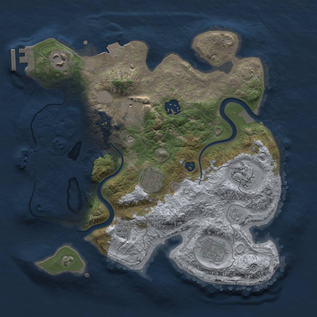 Rust Map: Procedural Map, Size: 3000, Seed: 5129, 13 Monuments