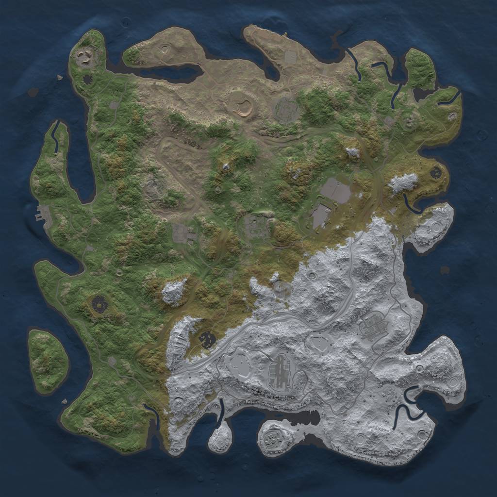 Rust Map: Procedural Map, Size: 4500, Seed: 666888, 19 Monuments