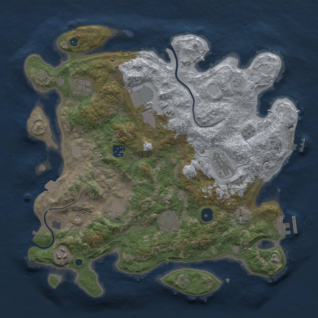 Rust Map: Procedural Map, Size: 3700, Seed: 216249180, 14 Monuments