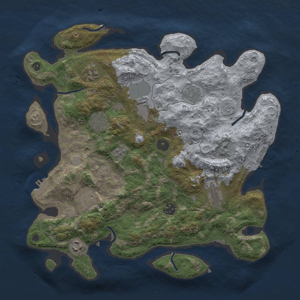 Rust Map: Procedural Map, Size: 3700, Seed: 216249180, 18 Monuments