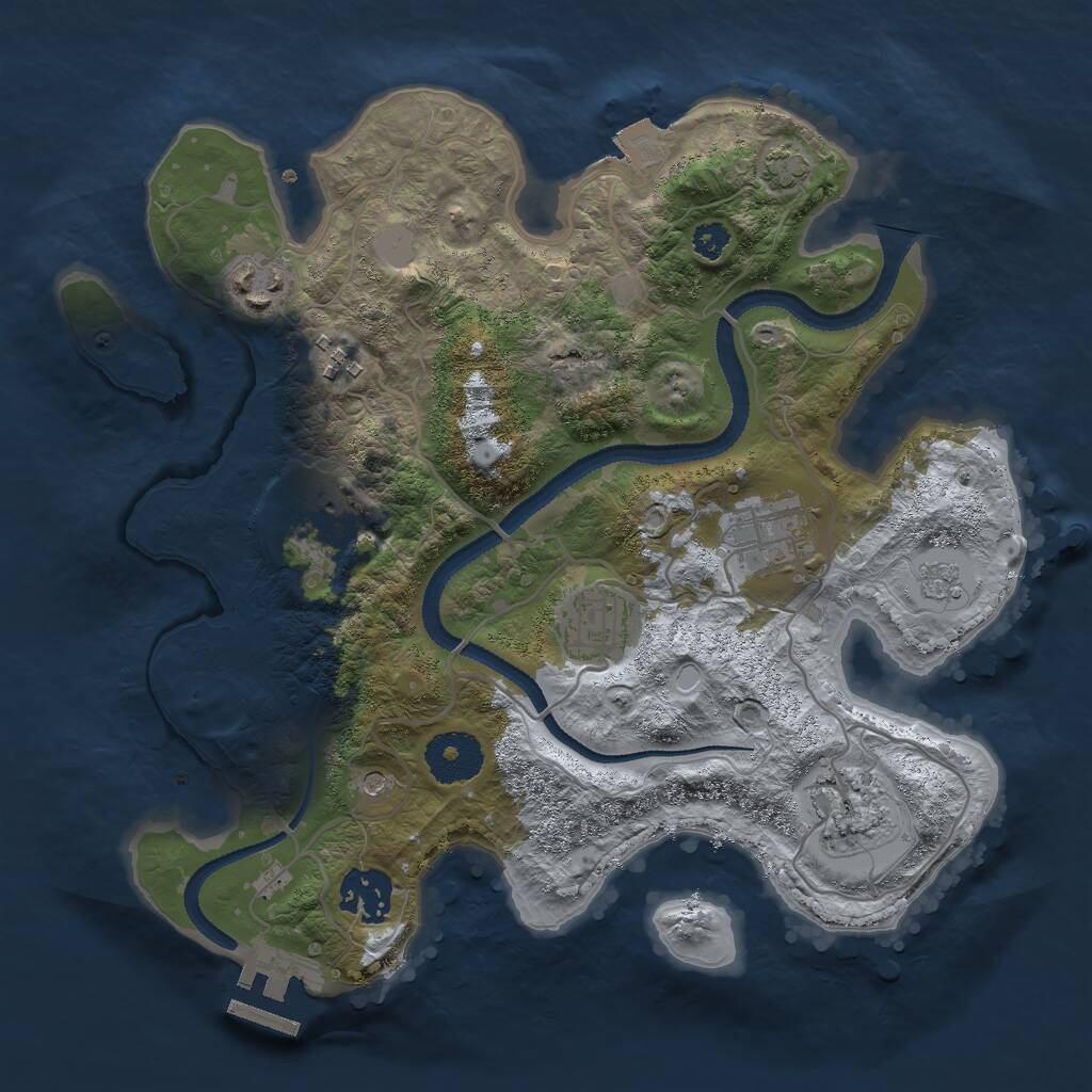 Rust Map: Procedural Map, Size: 3000, Seed: 650109233, 12 Monuments