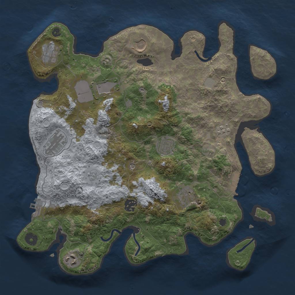 Rust Map: Procedural Map, Size: 3500, Seed: 1374115241, 18 Monuments