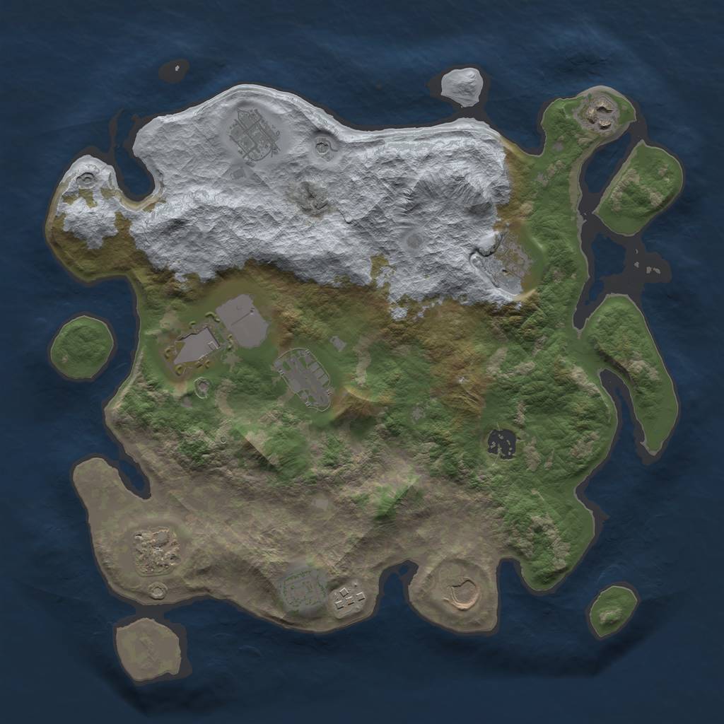 Rust Map: Barren, Size: 3600, Seed: 67990, 13 Monuments