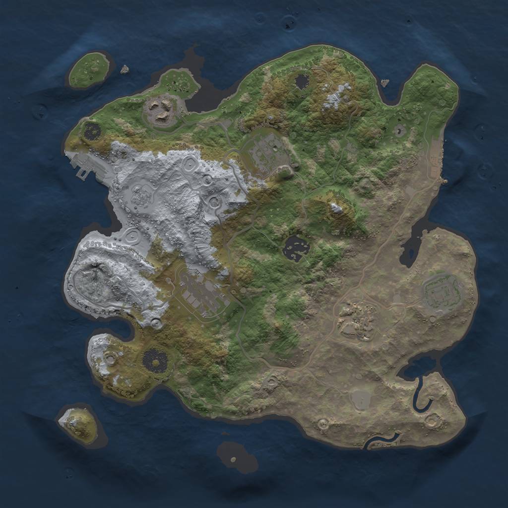Rust Map: Procedural Map, Size: 3000, Seed: 2040672233, 15 Monuments