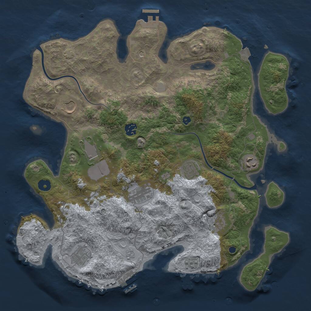 Rust Map: Procedural Map, Size: 3750, Seed: 1832556285, 15 Monuments