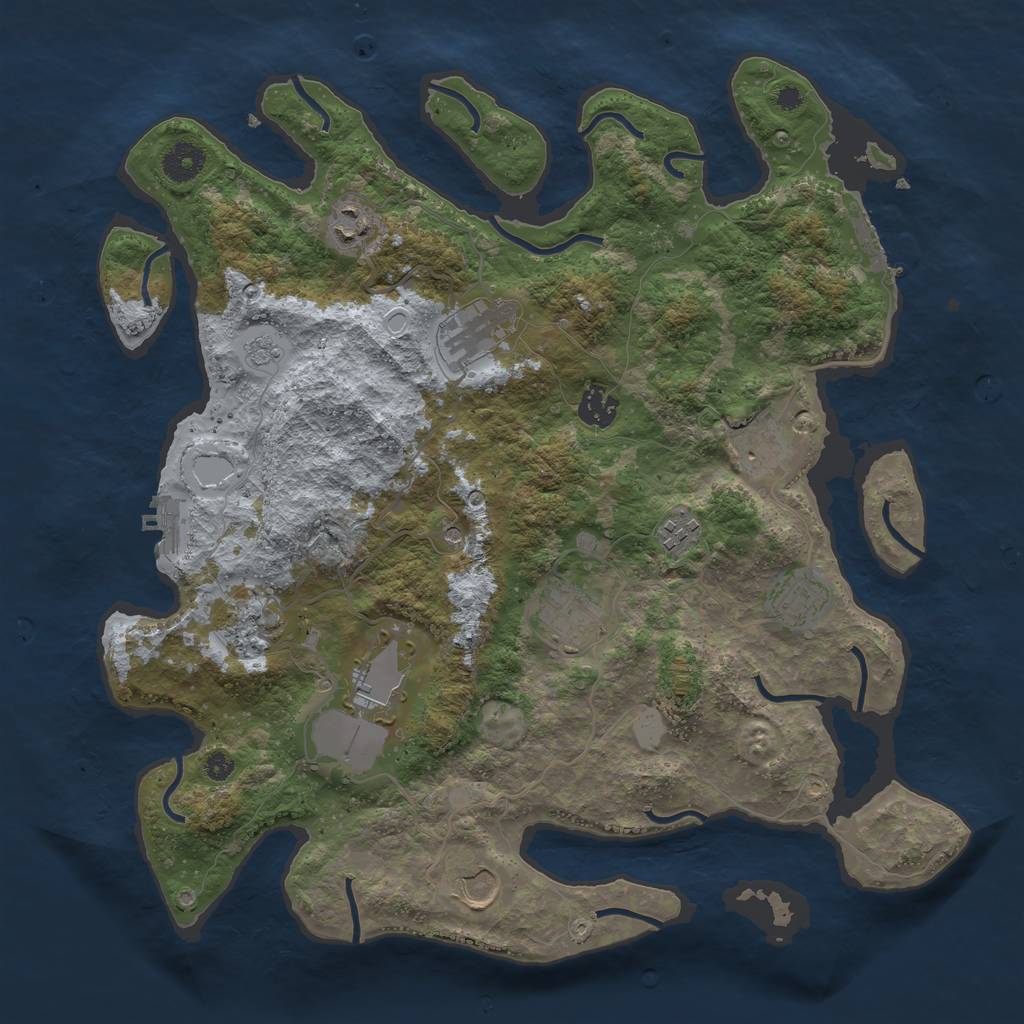 Rust Map: Procedural Map, Size: 3800, Seed: 2147481187, 19 Monuments