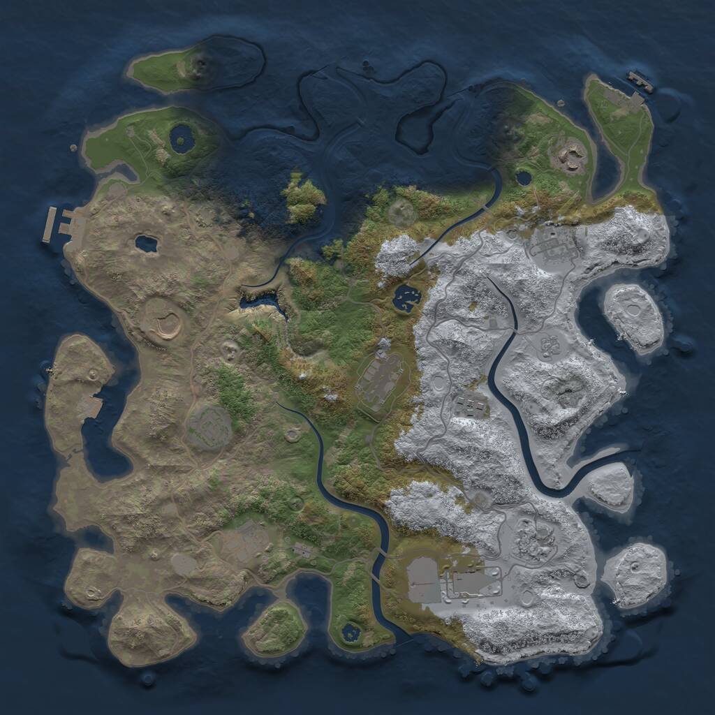 Rust Map: Procedural Map, Size: 4000, Seed: 6961, 16 Monuments