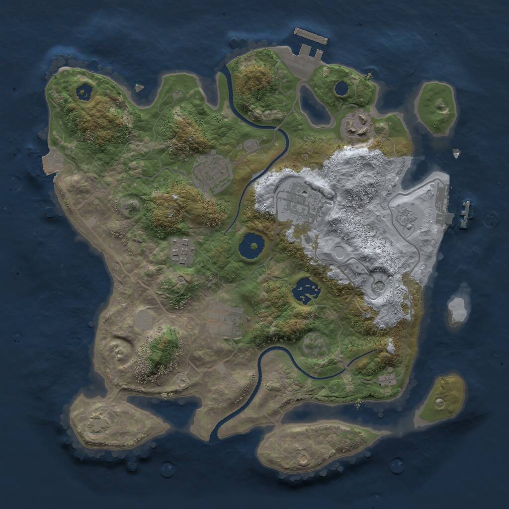 Rust Map: Procedural Map, Size: 3000, Seed: 61254, 12 Monuments