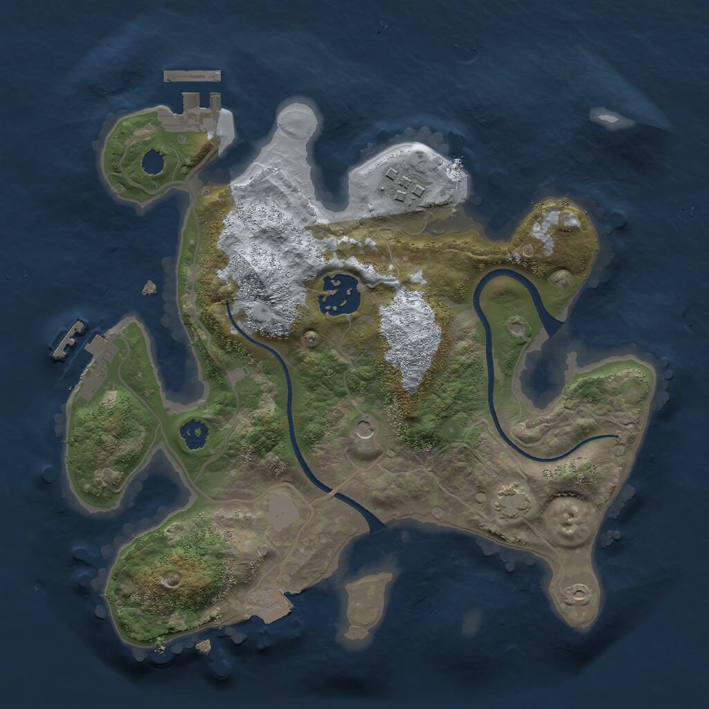 Rust Map: Procedural Map, Size: 2500, Seed: 356784, 7 Monuments