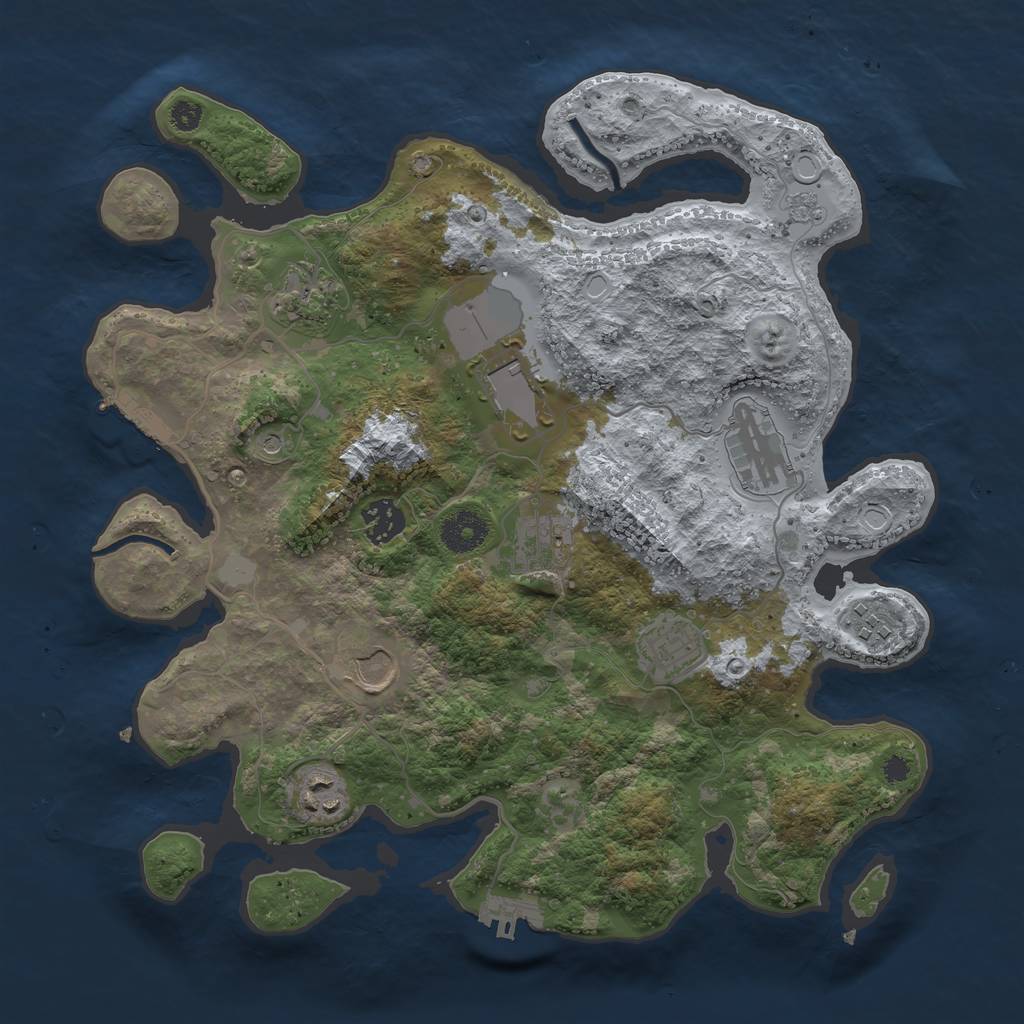 Rust Map: Procedural Map, Size: 3500, Seed: 69775889, 18 Monuments